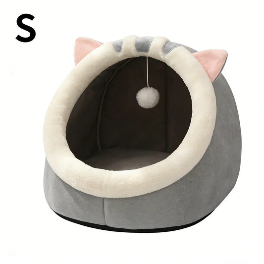 Rescue Kitten Bed-Cozy Cat Cave Bed, Plush Enclosed Soft House for Indoor Cats, Warm Fleece Interior, Washable & Collapsible, Calming Hideaway for Small Cats & Kittens