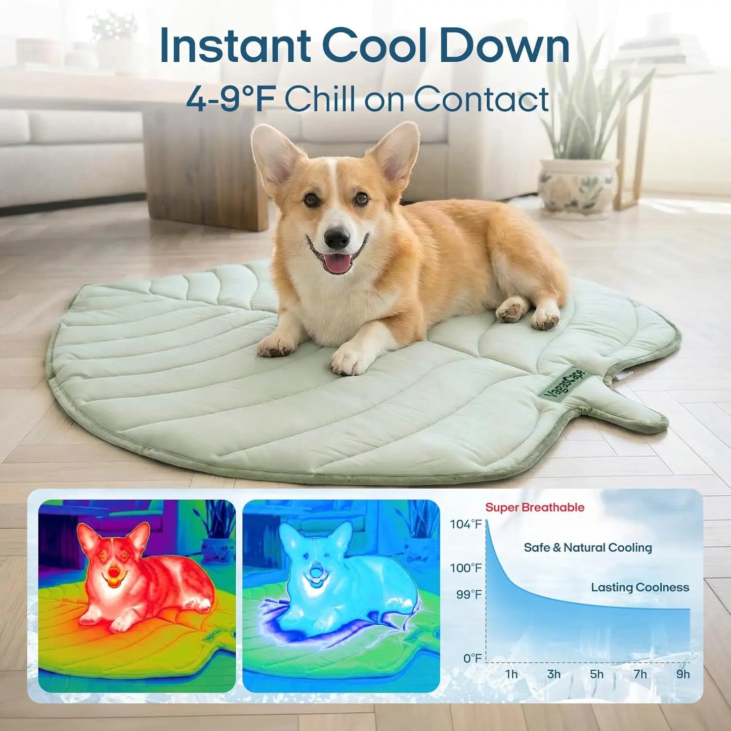Vagascape Outdoorfun Cooling Pet Mat, Eco-Friendly Gel-Free Cooling Pad for Large Dogs, #Pettok Viral Must-Have Summer Dog Essentials, Portable & Machine Washable Durable Mat for Crate Trunk Camping Travel Outdoorfun Outdoorfun