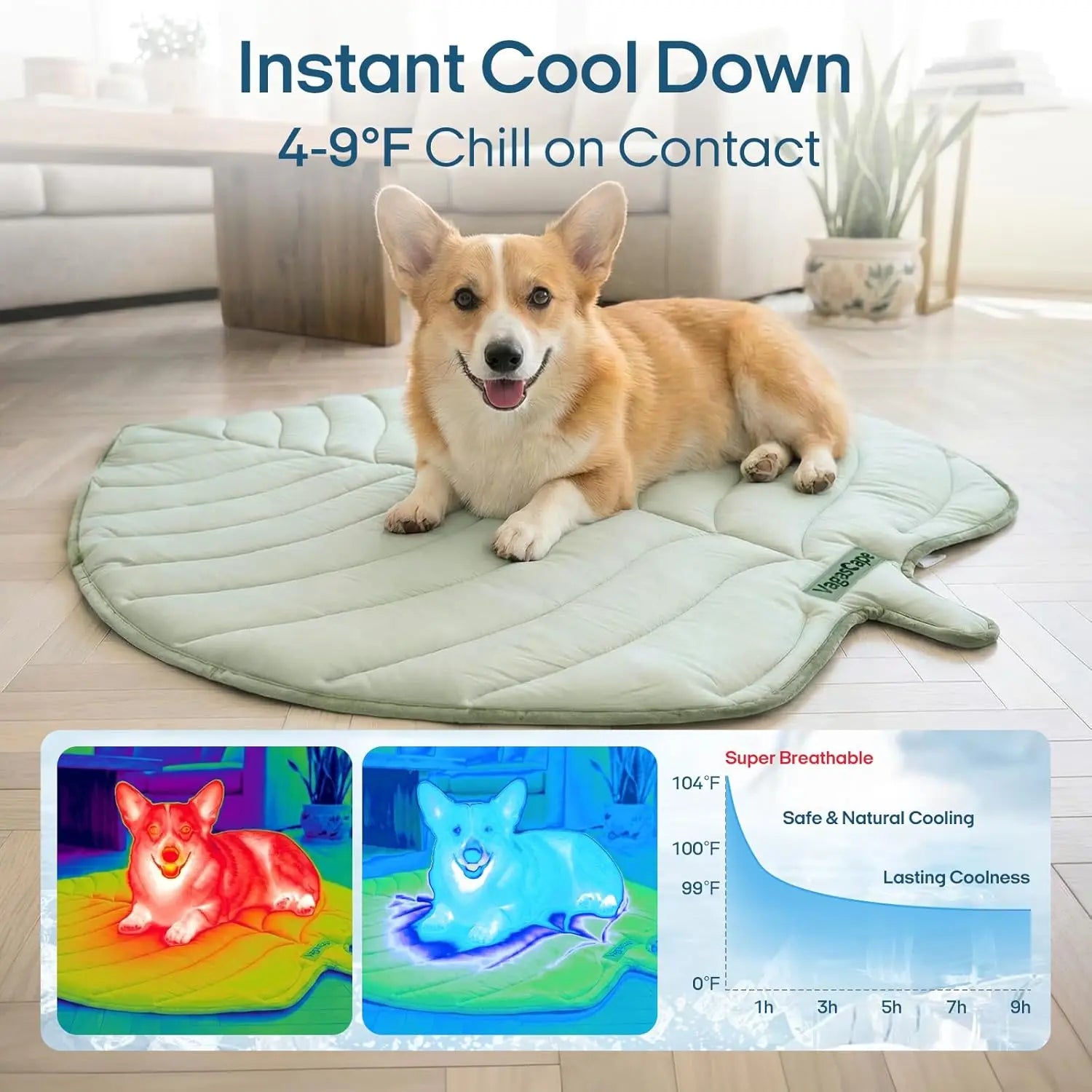 Vagascape Outdoorfun Cooling Pet Mat, Eco-Friendly Gel-Free Cooling Pad for Large Dogs, #Pettok Viral Must-Have Summer Dog Essentials, Portable & Machine Washable Durable Mat for Crate Trunk Camping Travel Outdoorfun Outdoorfun
