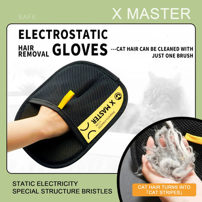 Premium Electrostatic Pet Grooming Gloves - Reusable Hair Remover for Multi-Pet Households, Ideal for Furniture, Carpets, and Pet Accessories, Double-Sided Cleaning Mitt